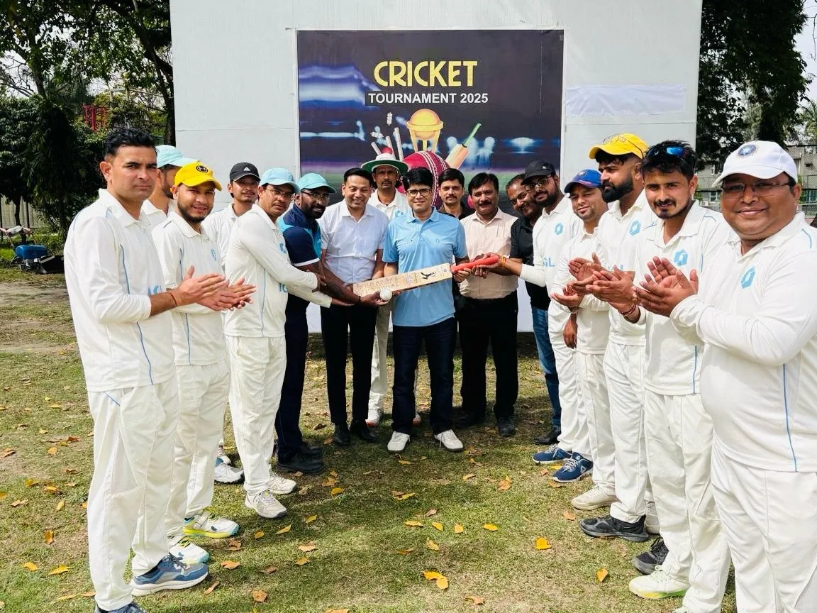 Teams lined up at the cricket tournament