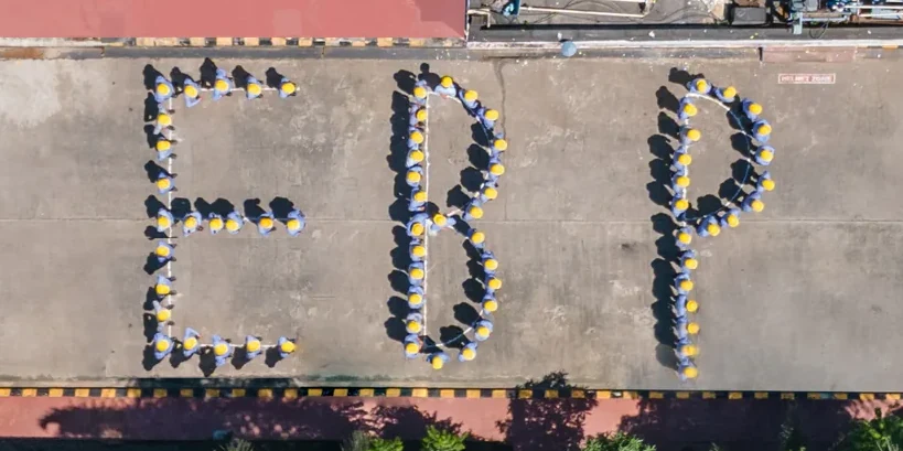 The Ennature team spelling EBP on the Dehradun site, seen from above
