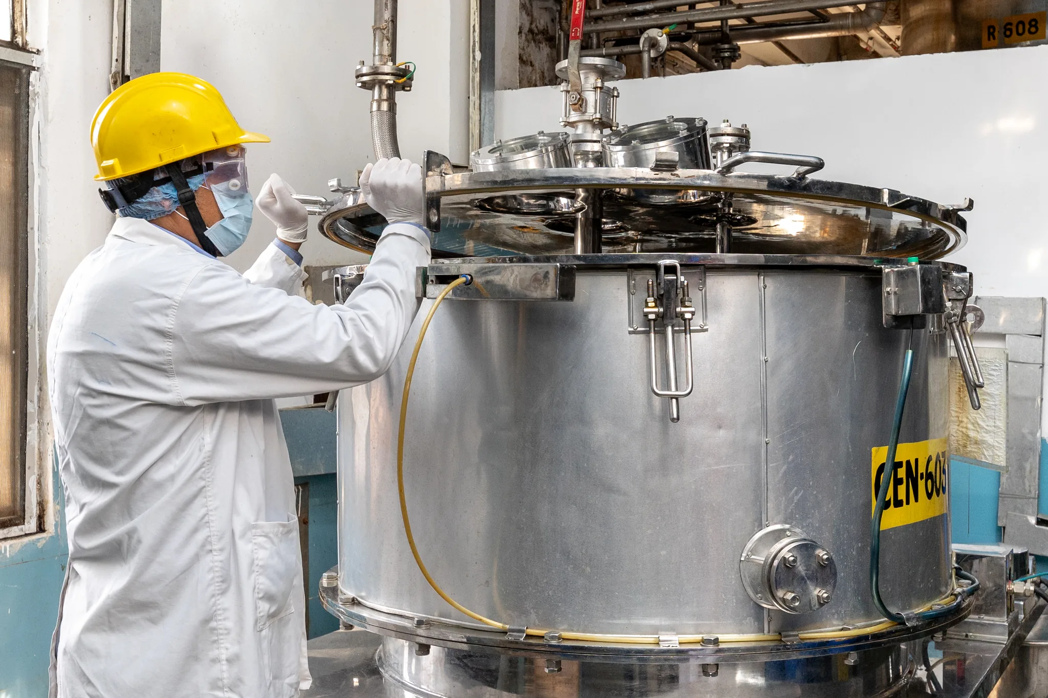 An operator at the reaction vessels